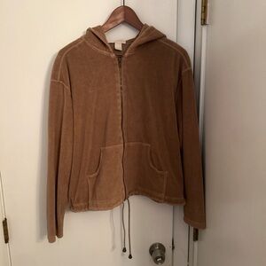 Brown velour Zip-Up Hoodie